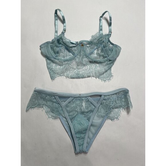 Gooseberry Intimates Be Mine Bra & Briefs in Baby Blue - Picture 2 of 6